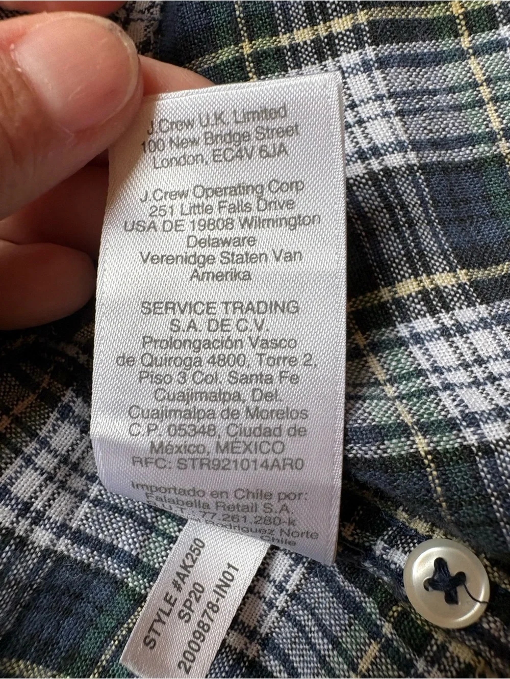 J.Crew Irish Linen Classic Fit Plaid Button Front Shirt LT